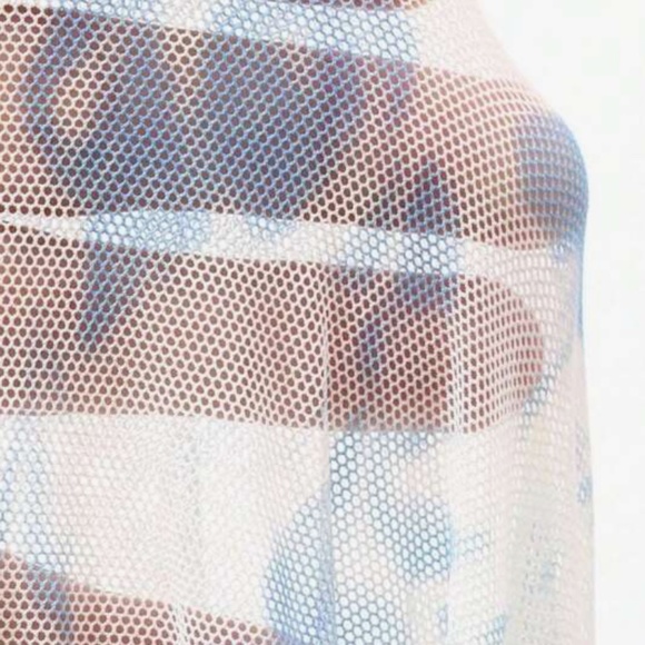 Blue Floral Sheer Long Sleeve Tee - Picture 5 of 6